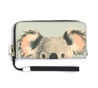 Jubonexis Koala, portafoglio lungo a due ante in pelle PU, con ritratto verticale, portamonete, porta carte di credito, porta carte di credito e denaro per donne e uomini