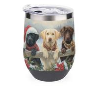 Jubonexis Labrador Retrievers Recinzione in legno Snowy Winter Wine Tumbler in acciaio inox tazza termica doppia parete acqua tazza con coperchio 350 ml
