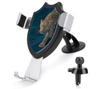 Jubonexis Leopard Walking on Dark Blue Floor Car Phone Holder Mount Triangolo Clip Base Air Vent Cell Phone Mount Car Mount Accessori Automotive per 4-6 Pollici Cellulari Smartphone
