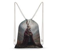 Jubonexis Lepre che tiene il bicchiere di vino rosso montagne con coulisse zaino in tela borsa leggera sport palestra borsa per uomo donna
