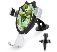 Jubonexis Lilly of The Valley, supporto per telefono da auto, stile vintage, con base a clip triangolare, supporto per bocchette di ventilazione per auto, accessori per cellulari da 4 a 6 pollici