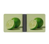 Jubonexis Lime Fruit on Green Soft PU Leather Bifold Portafoglio, Portamonete Credit Pass Case, Durable Card Holder Slim Billfold per Uomini Donna Conservazione Soldi
