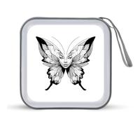Jubonexis Line Art - Custodia portatile per CD e DVD, motivo: farfalla con volto di donna, per auto, casa e viaggio