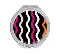 Jubonexis Linee ondulate bianco nero arancione rosso donne specchi tascabili, ragazze piccolo portatile trucco da viaggio mini specchio