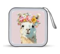 Jubonexis Llama che indossa una corona di fiori giganti custodia CD DVD custodia portatile per auto casa viaggio