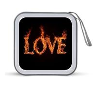 Jubonexis Love Written in Flames - Custodia portatile per CD e DVD, per auto, casa, viaggio