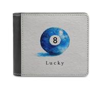 Jubonexis Lucky 8 - Portafoglio rotondo blu a due ante in morbida pelle PU, portamonete e carte di credito, porta carte di credito e banconote, sottile, per uomini e donne