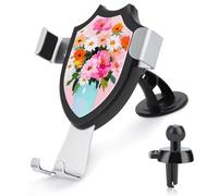 Jubonexis Lussuoso bouquet di peonie rosa cipria supporto per telefono da auto supporto per telefono triangolare con base a clip per bocchetta dell'aria supporto per telefono cellulare accessori