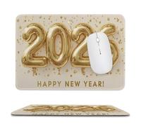 Jubonexis Lussuoso tappetino per mouse di Capodanno 2026 con palloncino dorato, piccolo tappetino per mouse per computer da ufficio per scrivania e laptop, con base in gomma antiscivolo, tappetino per