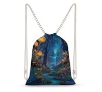 Jubonexis Magical Forest Night Tall Trees Glow funghi zaino con coulisse in tela borsa leggera sport palestra borsa per uomo donna