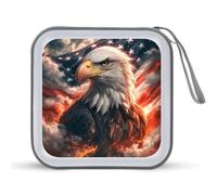 Jubonexis Majestic Eagle con bandiera americana CD DVD custodia portatile per auto casa viaggio
