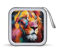 Jubonexis Majestic Lion - Custodia portatile per CD e DVD, per auto, casa, viaggio
