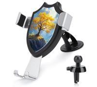 Jubonexis Majestic - Supporto per telefono da auto con albero con foglie dorate, supporto triangolare con clip per bocchetta dell'aria, accessori per auto per smartphone da 4 a 6 pollici