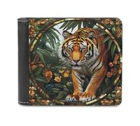 Jubonexis Majestic Tiger - Portafoglio in morbida pelle PU con vetro colorato, portamonete, porta carte di credito, sottile, per uomini e donne