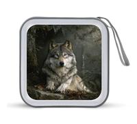 Jubonexis Majestic Wolf in The Forest - Custodia portatile per CD e DVD, per auto, casa, viaggio