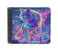 Jubonexis Majestic Wolf Neon Glow Eyes - Portafoglio bifold in morbida pelle PU, portamonete, porta carte di credito, sottile, per uomini e donne