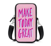 Jubonexis MAKE TODAY GREAT - Borsa a tracolla per cellulare, con tracolla regolabile, colore: Rosa