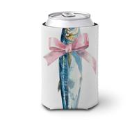 Jubonexis Manicotto refrigerante per lattine di birra, color sardina ad acquerello con fiocco, per raffreddare la birra, morbido supporto isolante per bevande, per feste, spiaggia, eventi a casa