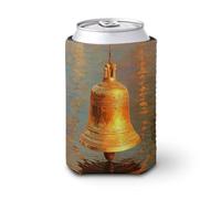 Jubonexis Manicotto refrigerante per lattine di birra, con campanella dorata che splende la luce del sole, può coprire la birra fresca morbida e isolata, supporto per bevande per feste, spiaggia