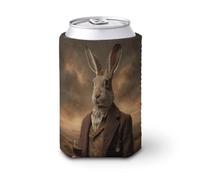 Jubonexis Manicotto refrigerante per lattine di birra, con lepre che indossa un vestito vittoriano in tweed può coprire una borsa termica morbida per bevande per feste, spiaggia, eventi a casa