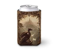 Jubonexis Manicotto refrigerante per lattine di birra, drago maestoso appollaiato su una scogliera rocciosa per raffreddare la birra, morbido porta bevande isolato per feste, spiaggia, eventi a casa