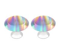 Jubonexis Maniglie rotonde per cassetti e armadietti, con struttura olografica, in lamina arcobaleno, con viti, 2 pezzi, per cassetti, cassettiera, decorazione per armadio, casa, ufficio, cucina