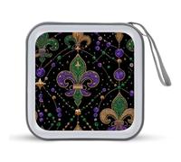 Jubonexis Mardi Gras Pattern CD Case DVD Storage Case Portatile per Auto Casa Viaggio