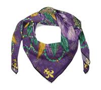 Jubonexis Maschera Mardi Gras con piume viola verde giallo sciarpa per capelli sciarpa quadrata seta come sciarpa da testa fazzoletto sciarpa in raso