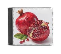 Jubonexis Melograno Frutta Morbida PU Pelle Portafoglio Bifold Portamonete Credit Pass Case, Durevole Porta Carte Slim Billfold per Uomini Donna Conservazione Soldi