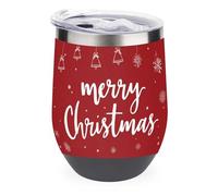 Jubonexis Merry Christmas Bells Snowflakes on Red Wine Tumbler in acciaio inox isolato tazza doppia parete acqua tazza con coperchio 350 ml