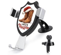 Jubonexis Merry Christmas - Supporto per telefono da auto a forma di stivali da cowboy, cappello di Babbo Natale, supporto triangolare con clip per bocchetta dell'aria, accessori per auto per