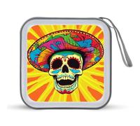 Jubonexis Mexico Skull CD Case DVD Storage Case Portatile per Auto Casa Viaggio