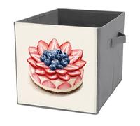 Jubonexis Mini cestini portaoggetti per torte, fragole, mirtilli, cubi, pieghevoli, decorativi, in tessuto, con manici, per scaffali, armadi, 27 x 27 cm