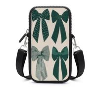 Jubonexis Minimal 4 Deep Green Christmas Bows, borsa a tracolla per telefono cellulare con tracolla regolabile