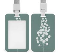 Jubonexis Minimal Botanical Sage Green Eucalipto Ramo ID Badge Holder Clip retrattile Porta carte di credito Protector Nome Badge Tag per il lavoro Ufficio Medico Infermiere