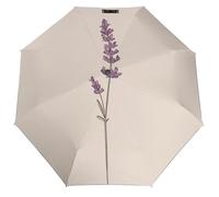 Jubonexis Minimalista Un singolo ombrello pieghevole a rametto di lavanda 3 pieghe automatico antivento ombrello da viaggio forte leggero ombrello per sole e pioggia all'aperto
