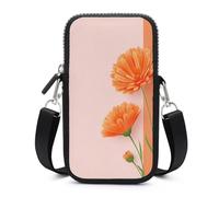 Jubonexis Minimalistic Calendula Flowers on Orange Crossbody Mobile Phone Bag Smartphone Bag Con Cinghia Regolabile