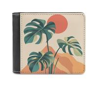 Jubonexis Monstera Plant The Sun Mountains, portafoglio bifold in morbida pelle PU, portamonete e carte di credito, porta carte di credito sottile, per uomini e donne