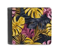 Jubonexis Monstera - Portafoglio bifold in morbida pelle ecologica in poliuretano, con foglie di palma e foglie, per carte di credito, resistente, sottile, per uomini e donne