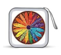 Jubonexis Native Colorful Feather Custodia CD DVD Storage Case Portatile per Auto Casa Viaggio