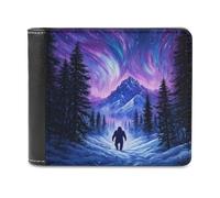 Jubonexis Northern Lights Mountains Winter Pine Tree Portafoglio bifold in morbida pelle PU, portamonete e carte di credito, porta carte di credito sottile, per uomini e donne