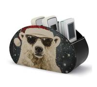 Jubonexis Orso polare che indossa occhiali con telecomando che cade sulla neve, con 5 scomparti, in pelle, organizer da scrivania