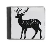 Jubonexis Outline of A Black Deer - Portafoglio bifold in morbida pelle PU, portamonete, porta carte di credito, porta carte di credito sottile, per uomini e donne