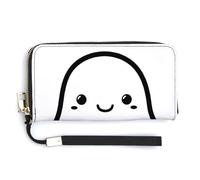 Jubonexis Outline of A Cute Ghost PU Leather Clutch Long Bifold Portafoglio, Portamonete Porta Credito Pass Caso Durevole Porta Carte Deposito per Soldi per Donne Uomini