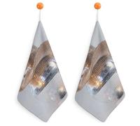 Jubonexis Palla da discoteca con cappello da cowboy, piccolo asciugamano con anello per appenderlo, 2 pezzi, panno morbido assorbente per cucina e bagno