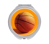 Jubonexis Pallacanestro sugli specchi gialli della tasca delle donne, piccolo specchio portatile di trucco di viaggio delle