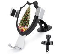 Jubonexis Palline per albero di Natale ad acquerello, con fiocchi rossi, supporto per telefono da auto, triangolare, base a clip, supporto per bocchetta dell'aria, accessori per auto per smartphone