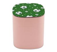 Jubonexis Palloni da calcio e stelle su scatole di gioielli verdi per donne, porta orecchini, organizer rotante per gioielli, collane, bracciali, anelli