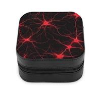 Jubonexis Piccola scatola di gioielli cerebrale web incandescente rosso assoni portatile in pelle PU mini display scatole porta gioielli da viaggio per donne