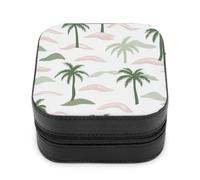 Jubonexis Piccola scatola di gioielli palme e piccole isole portatile in pelle PU Mini Display Storage Holder scatole da viaggio per le donne